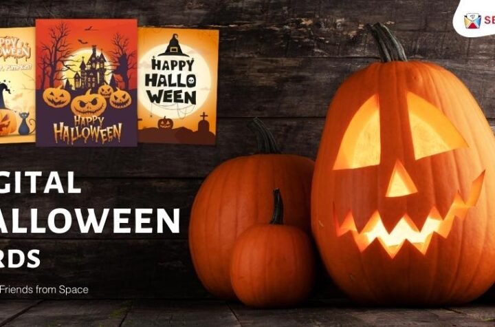 Digital Halloween Cards Wish Your Friends from Space