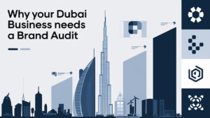 Dubai skyline with business growth and branding concepts, representing the importance of brand audits for businesses in Dubai