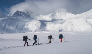 4 person doing trekking